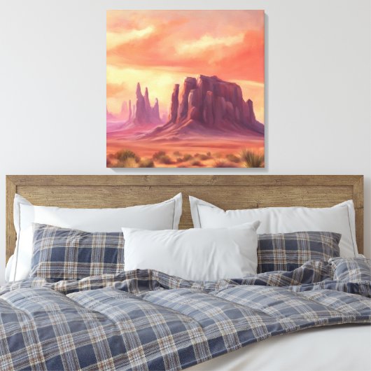 Desert Mesa Kleurrijke Monument Valley Butte Canvas Afdruk (Insitu (Slaapkamer))