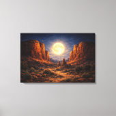 Desert Middernacht: Het Lichtende Plateau Canvas Afdruk (Voorkant)