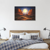 Desert Middernacht: Het Lichtende Plateau Canvas Afdruk (Insitu (Slaapkamer))