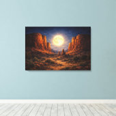 Desert Middernacht: Het Lichtende Plateau Canvas Afdruk (Insitu (Houten vloer))