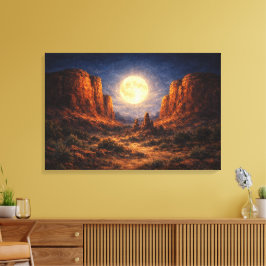 Desert Middernacht: Het Lichtende Plateau Canvas Afdruk