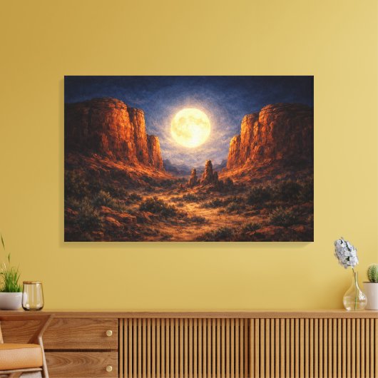 Desert Middernacht: Het Lichtende Plateau Canvas Afdruk (Insitu (Woonkamer))