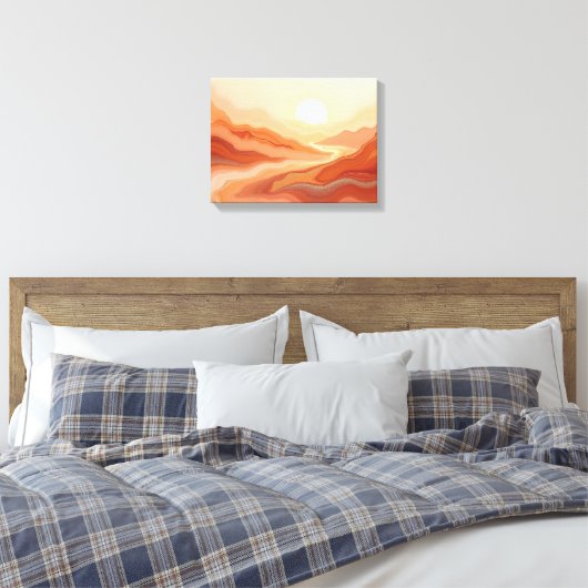 Desert Mirage – Warm Earth Fluid 16"x12" Abstract  Canvas Afdruk (Insitu (Slaapkamer))