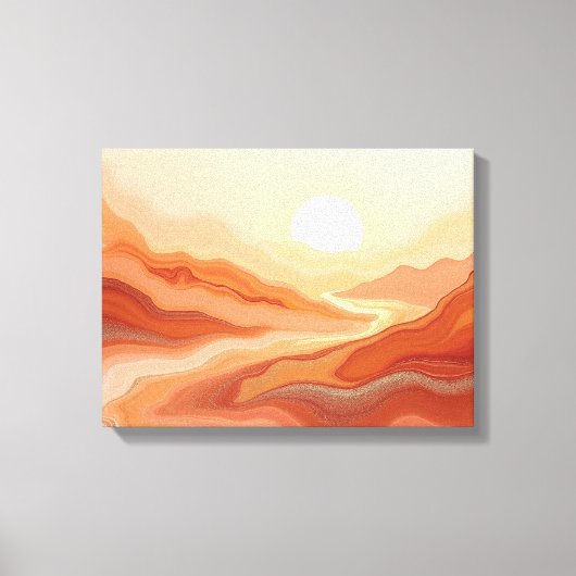 Desert Mirage – Warm Earth Fluid 16"x12" Abstract  Canvas Afdruk (Voorkant)