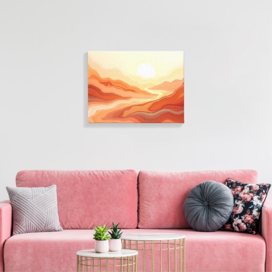 Desert Mirage – Warm Earth Fluid 16"x12" Abstract Canvas Afdruk (Insitu (Woonkamer))