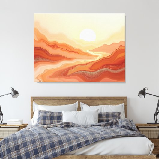 Desert Mirage – Warm Earth Fluid 40"x32" Abstract  Canvas Afdruk (Insitu (Slaapkamer))