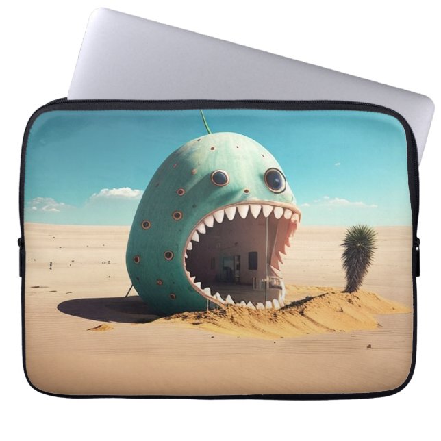 Desert monster house laptop sleeve (Voorkant)