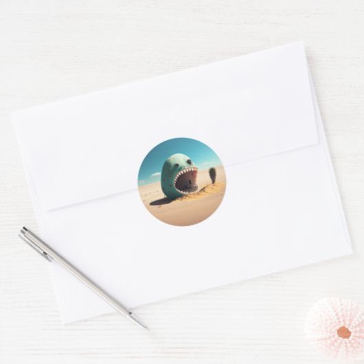 Desert monster house ronde sticker (Envelop)