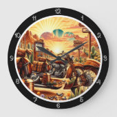 Desert Motorcycle Sunset Grote Klok (Voorkant)