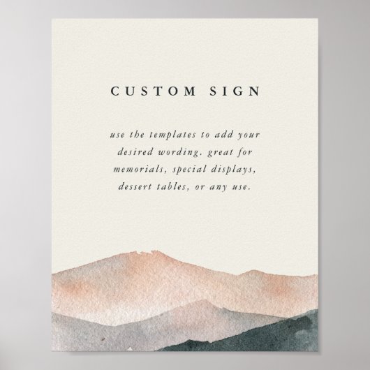 Desert Mountain Custom Wedding Sign Template Poster (Voorkant)