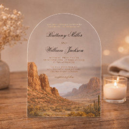 Desert Mountain Landscape Southwestern Wedding Acryl Uitnodigingen