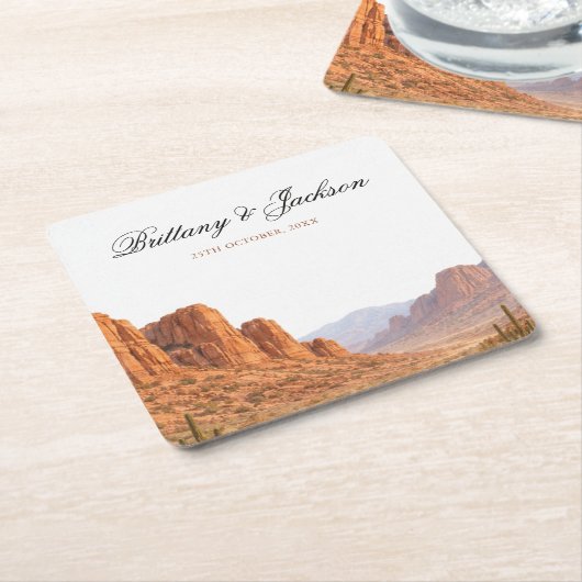 Desert Mountain Landscape Southwestern Wedding Kartonnen Onderzetters (Schuin)