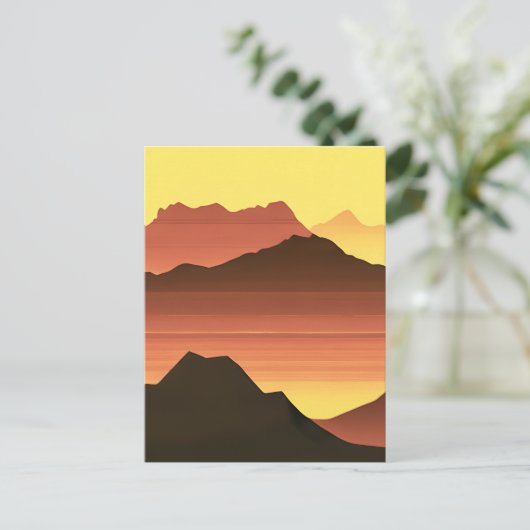 Desert Mountain Sunset Sinaasappel en bruin Briefkaart (Staand voorkant)