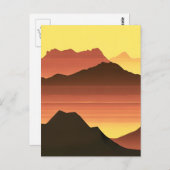 Desert Mountain Sunset Sinaasappel en bruin Briefkaart (Voorkant / Achterkant)