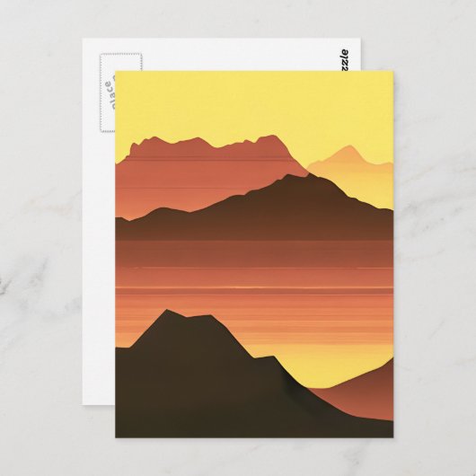 Desert Mountain Sunset Sinaasappel en bruin Briefkaart (Voorkant / Achterkant)