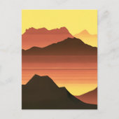 Desert Mountain Sunset Sinaasappel en bruin Briefkaart (Voorkant)