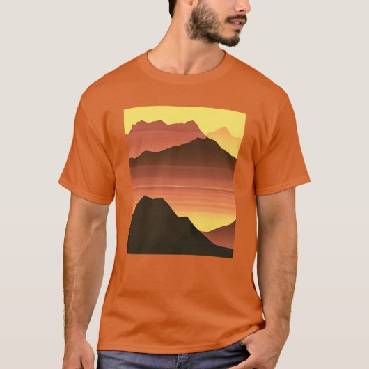 Desert Mountain Sunset Sinaasappel en bruin T-shirt (Voorkant)
