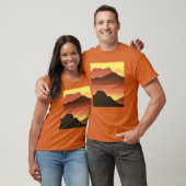 Desert Mountain Sunset Sinaasappel en bruin T-shirt (Unisex)