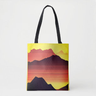 Desert Mountain Sunset Sinaasappel en bruin Tote Bag