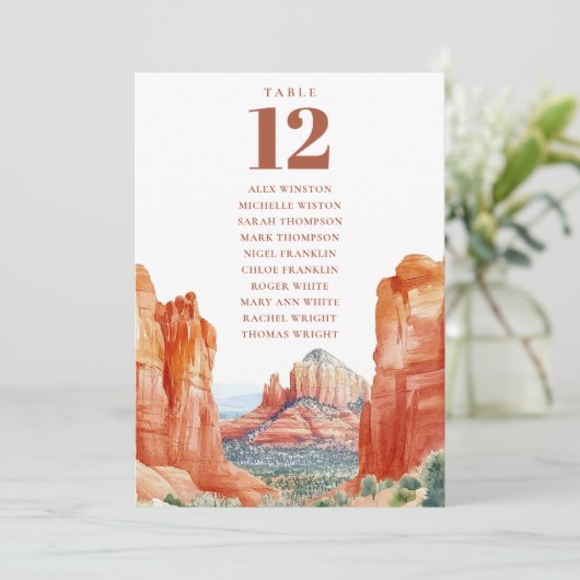 Desert Mountain Table Number Seating Chart Kaart (Staand voorkant)