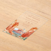 Desert Mountain Watercolor Destination Wedding Acryl Uitnodigingen (Laagn)