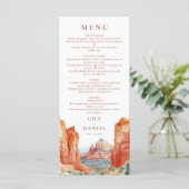 Desert Mountain Watercolor Destination Wedding Menu (Staand voorkant)