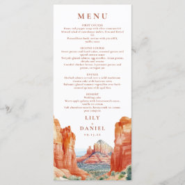 Desert Mountain Watercolor Destination Wedding Menu
