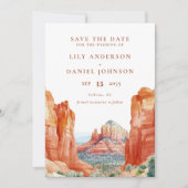 Desert Mountain Watercolor Photo Wedding Save The Date (Voorkant)