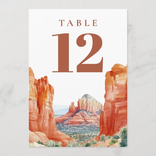 Desert Mountain Watercolor Table Number Kaart (Achterkant)