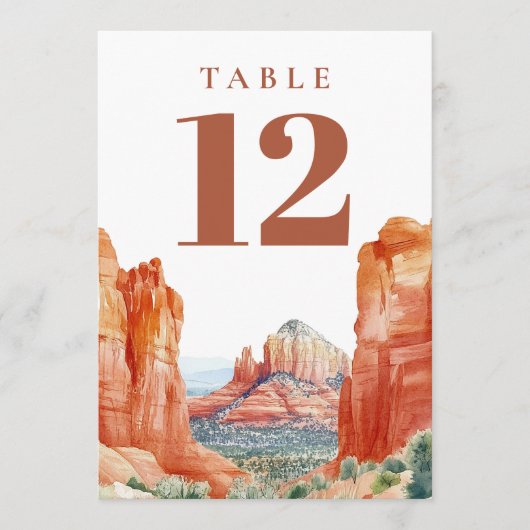 Desert Mountain Watercolor Table Number Kaart (Voorkant)