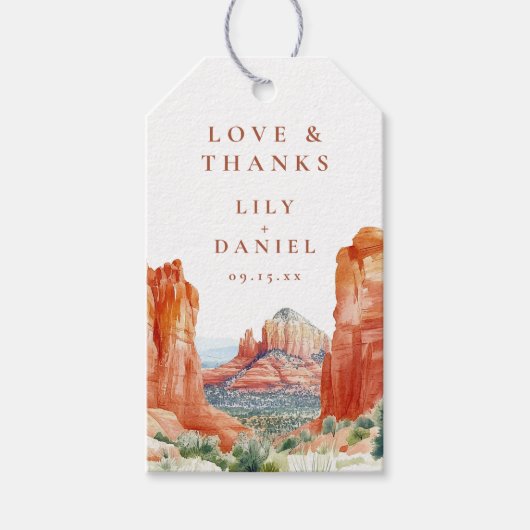 Desert Mountain Watercolor Wedding Thank You Cadeaulabel (Voorkant)