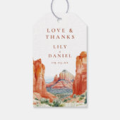 Desert Mountain Watercolor Wedding Thank You Cadeaulabel (Achterkant)