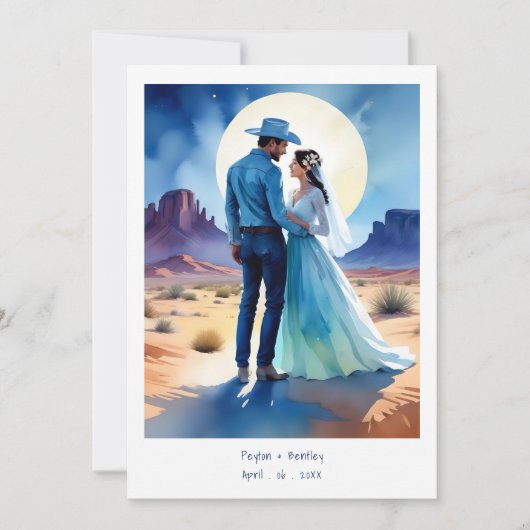 Desert Mountains Colorful landscape Wedding Cowboy Kaart (Voorkant)