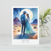 Desert Mountains Colorful landscape Wedding Cowboy Kaart (Staand voorkant)