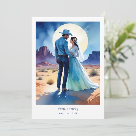 Desert Mountains Colorful landscape Wedding Cowboy Kaart (Staand voorkant)