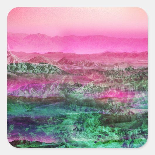 Desert Mountains Vierkante Sticker (Voorkant)