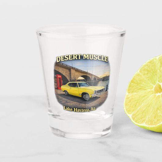 Desert Muscle Retro Car Design Shot Glas (Voorkant)