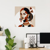 Desert Muse: Geometric Avant-Garde Portrait in Ter Poster (Thuiskantoor)