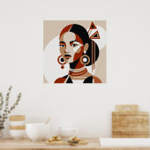 Desert Muse: Geometric Avant-Garde Portrait in Ter Poster (Keuken)