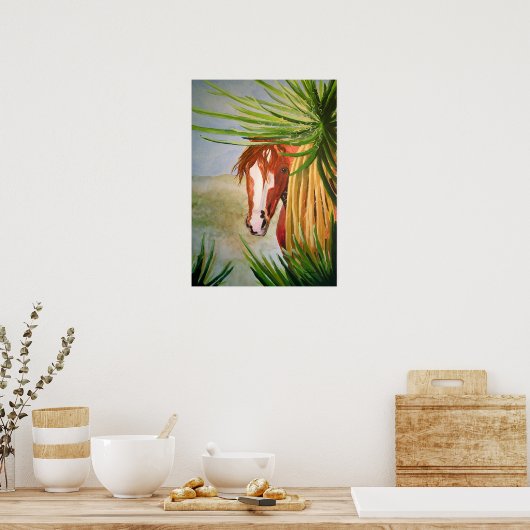 Desert Mustang in de Yuccas Poster (Keuken)