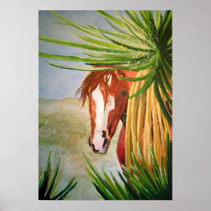 Desert Mustang in de Yuccas Poster