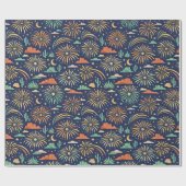 Desert Night Fireworks Celebration Pattern Cadeaupapier (Vlak)