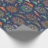Desert Night Fireworks Celebration Pattern Cadeaupapier (Hoek)