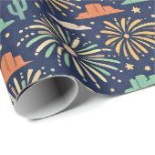 Desert Night Fireworks Celebration Pattern Cadeaupapier (Rol Hoek)