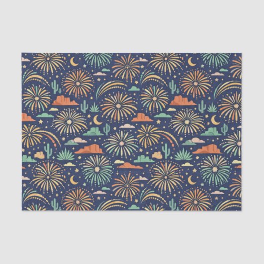 Desert Night Fireworks Celebration Pattern Tissuepapier (Voorkant)