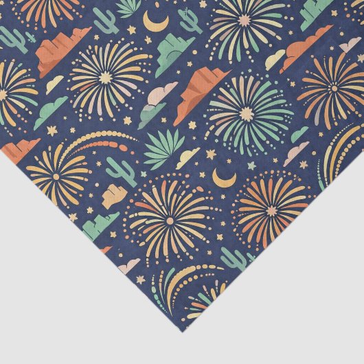 Desert Night Fireworks Celebration Pattern Tissuepapier (Detail)