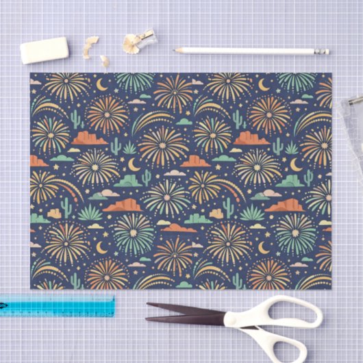 Desert Night Fireworks Celebration Pattern Tissuepapier (Craft)