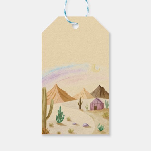 Desert Oh Cactus Boy Boho Arch Baby shower Cadeaulabel (Achterkant)