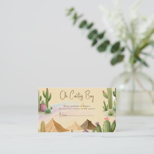 Desert Oh Cactus Boy Boho Arch Baby shower Informatiekaartje (Staand voorkant)