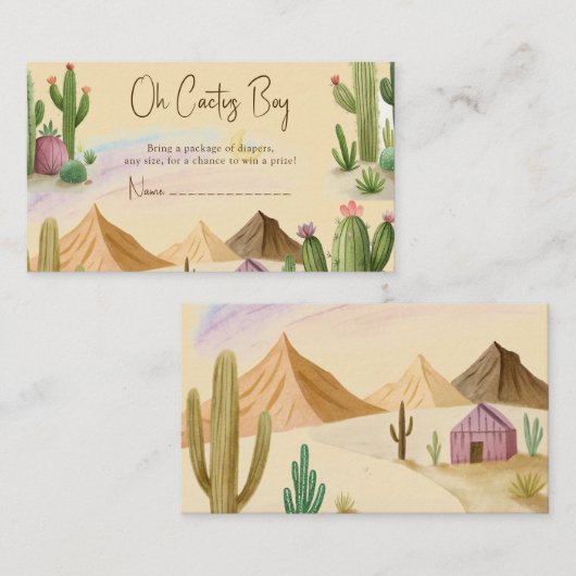 Desert Oh Cactus Boy Boho Arch Baby shower Informatiekaartje (Voorkant / Achterkant)